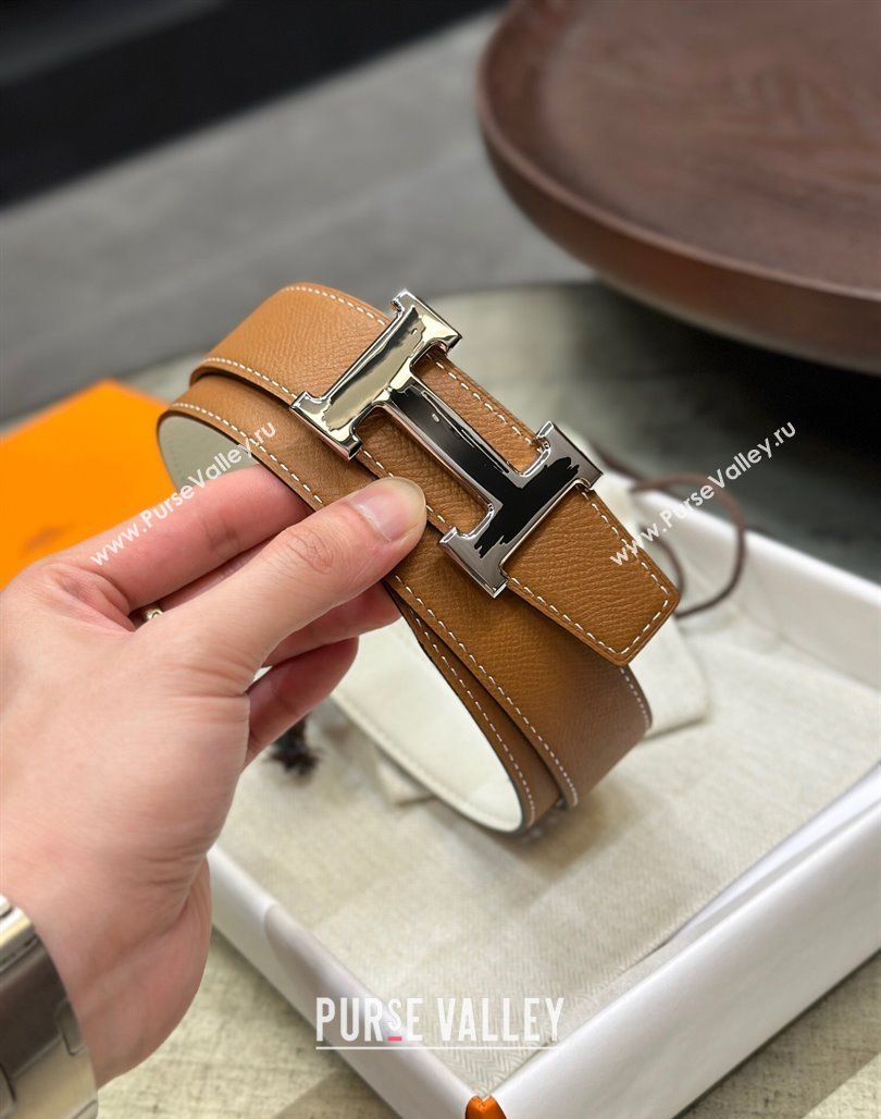 Hermes Brush belt buckle Reversible leather strap 32 mm 13 (99belt-231228h33)