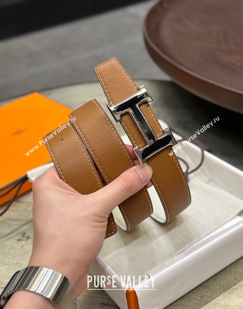 Hermes Brush belt buckle Reversible leather strap 32 mm 13 (99belt-231228h33)