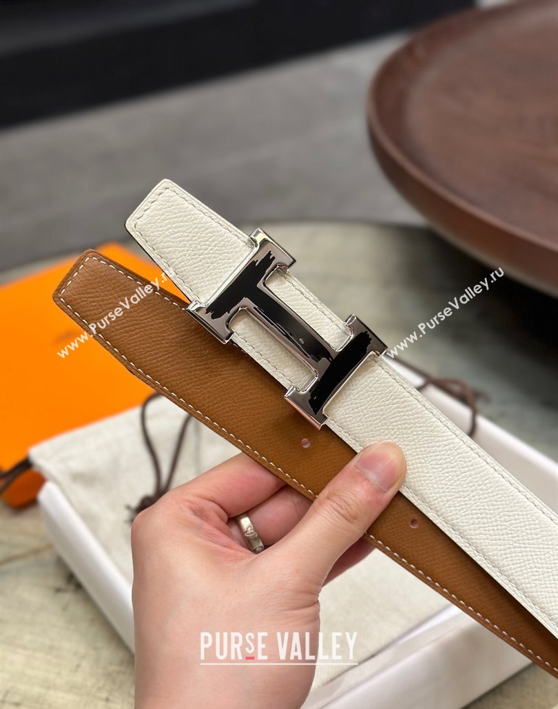 Hermes Brush belt buckle Reversible leather strap 32 mm 13 (99belt-231228h33)