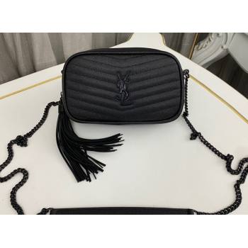 Saint Laurent lou mini bag in quilted grain de poudre embossed leather 612579 Black (nana-24011071)