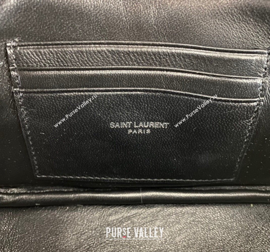 Saint Laurent lou mini bag in quilted grain de poudre embossed leather 612579 Black (nana-24011071)