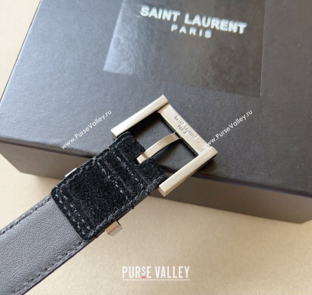 Saint Laurent Width 3cm cassandre belt with square buckle 01 (99belt-231228y21)