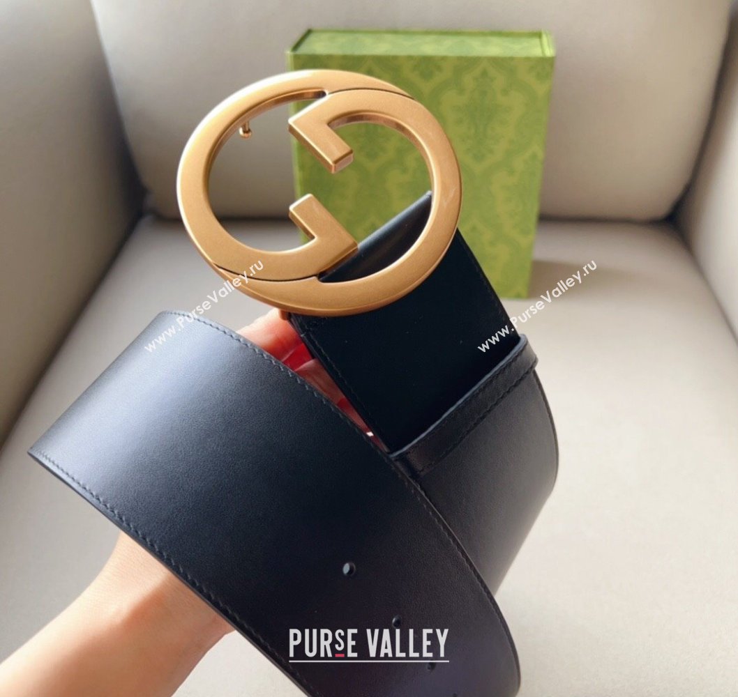 Gucci Width 7cm Blondie wide Leather belt 751534 Black (99belt-231228g39)