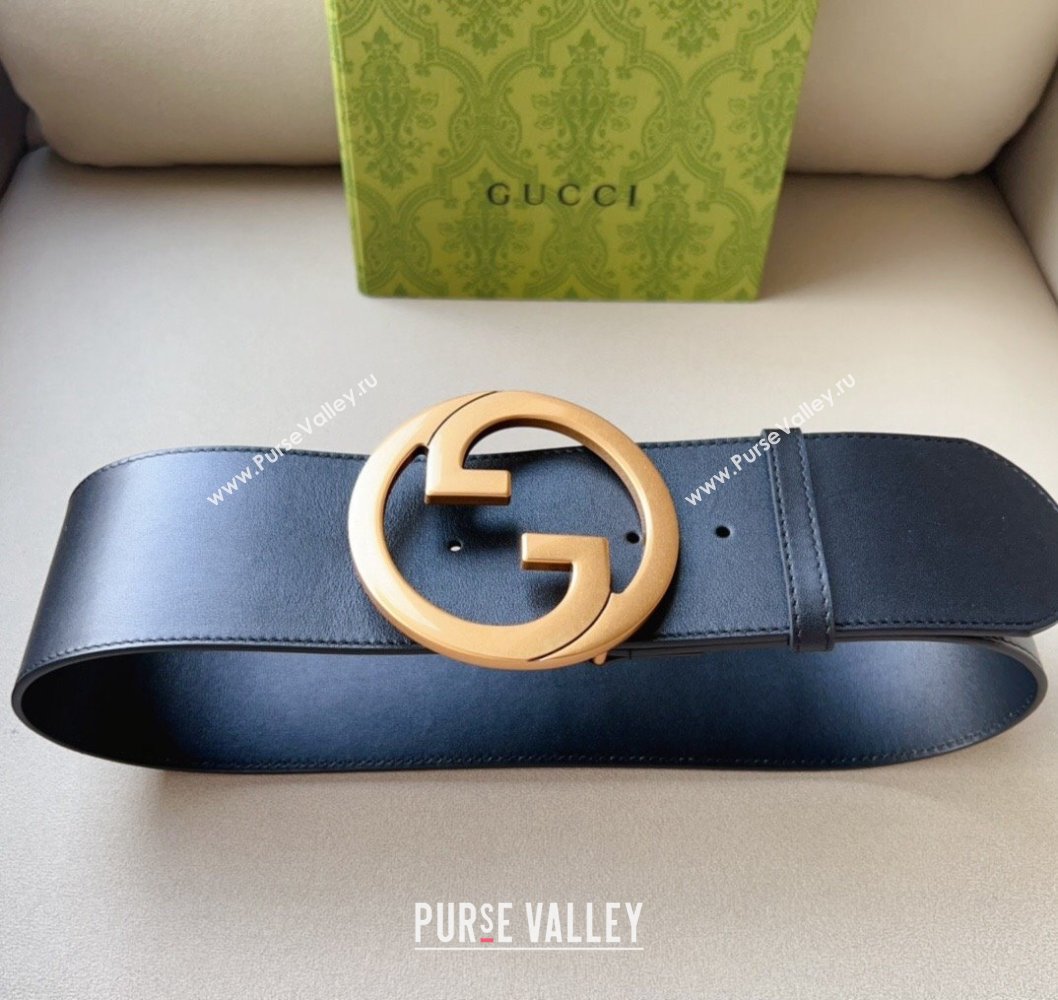 Gucci Width 7cm Blondie wide Leather belt 751534 Black (99belt-231228g39)