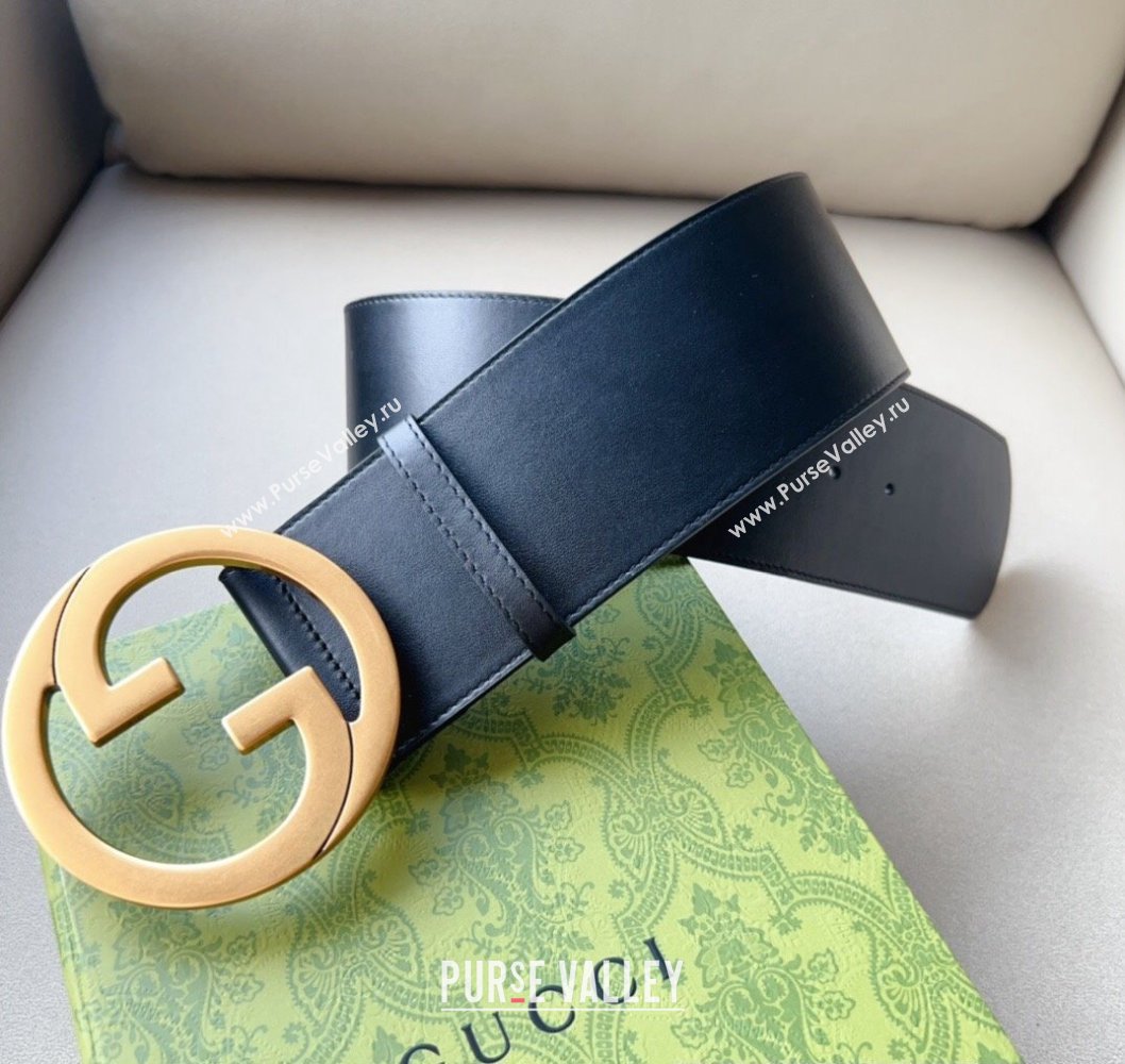 Gucci Width 7cm Blondie wide Leather belt 751534 Black (99belt-231228g39)