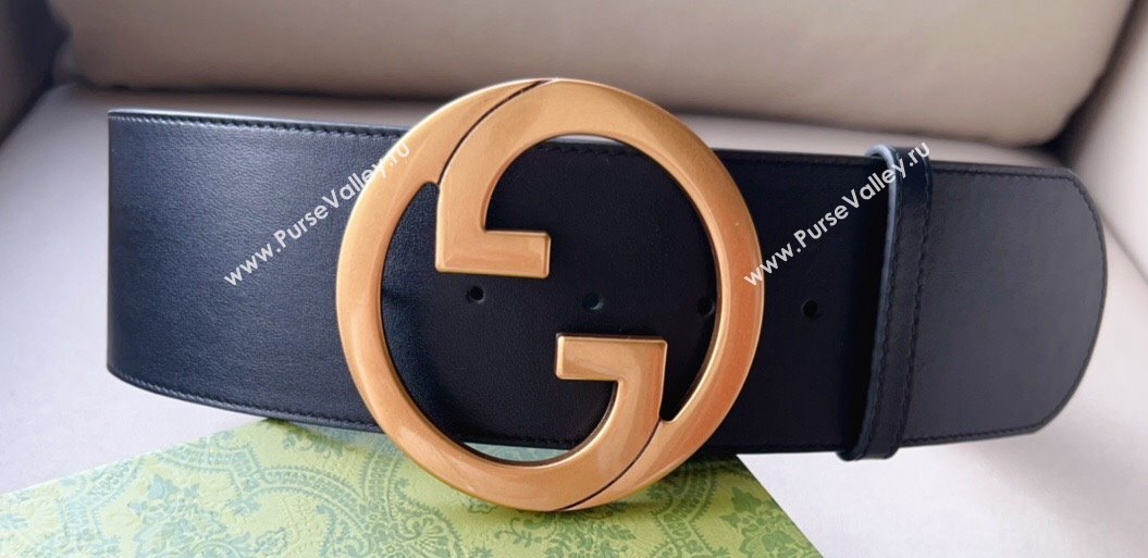 Gucci Width 7cm Blondie wide Leather belt 751534 Black (99belt-231228g39)