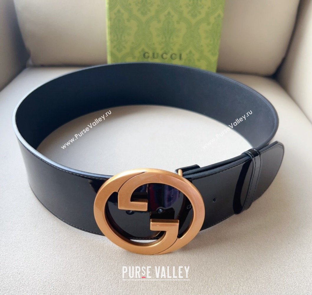 Gucci Width 7cm Blondie wide Leather belt 751534 Black (99belt-231228g39)