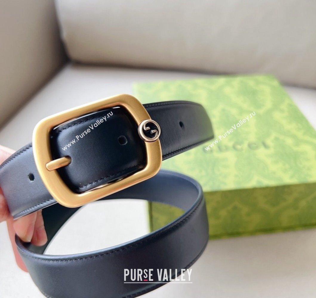 Gucci Width 3cm Belt with rectangular buckle 768409 01 (99belt-231228p81)