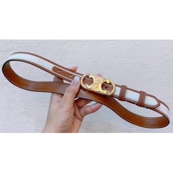 Celine 2.5cm Medium Triomphe Belt in TEXTILE WITH TRIOMPHE ALL-OVER AND CALFSKIN 03 (99belt-23122878)