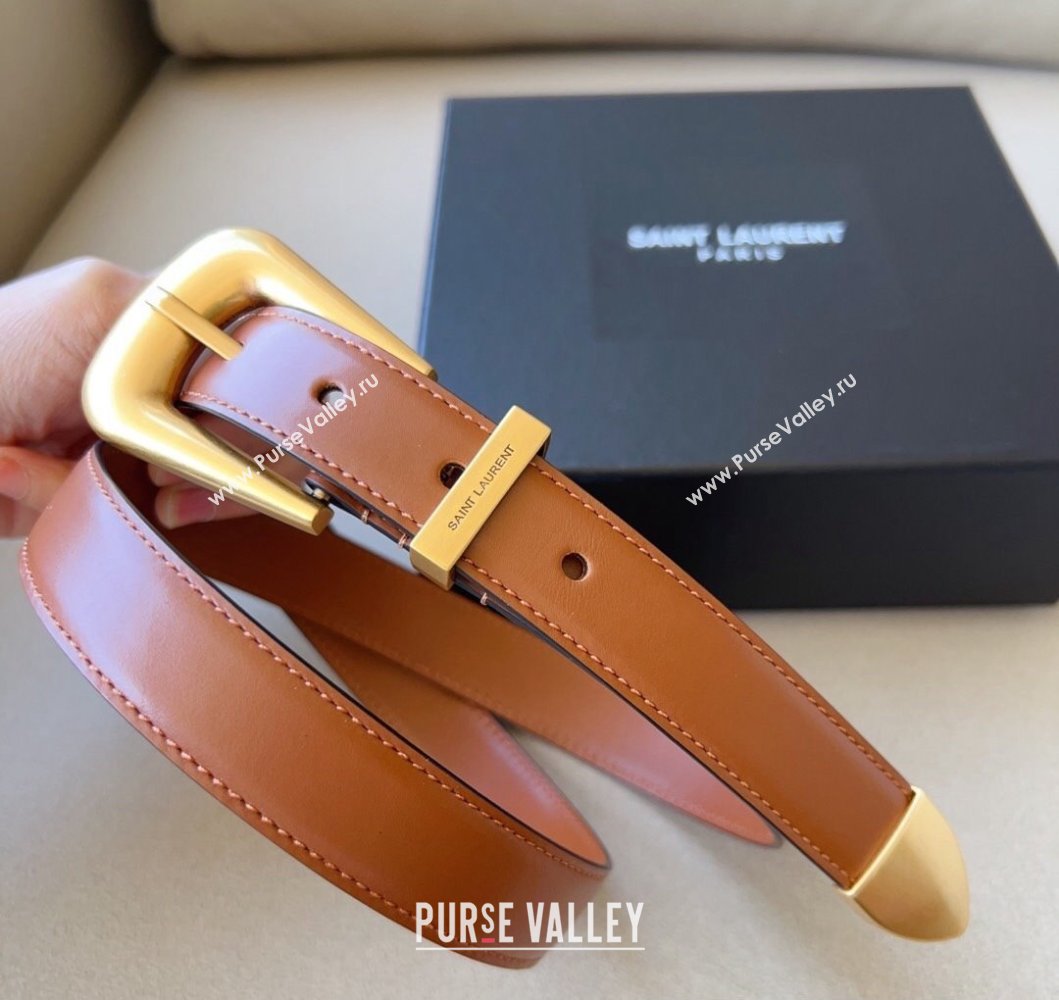 Saint Laurent Width 2.5cm folk buckle belt in smooth leather 756414 05 (99belt-231228y38)