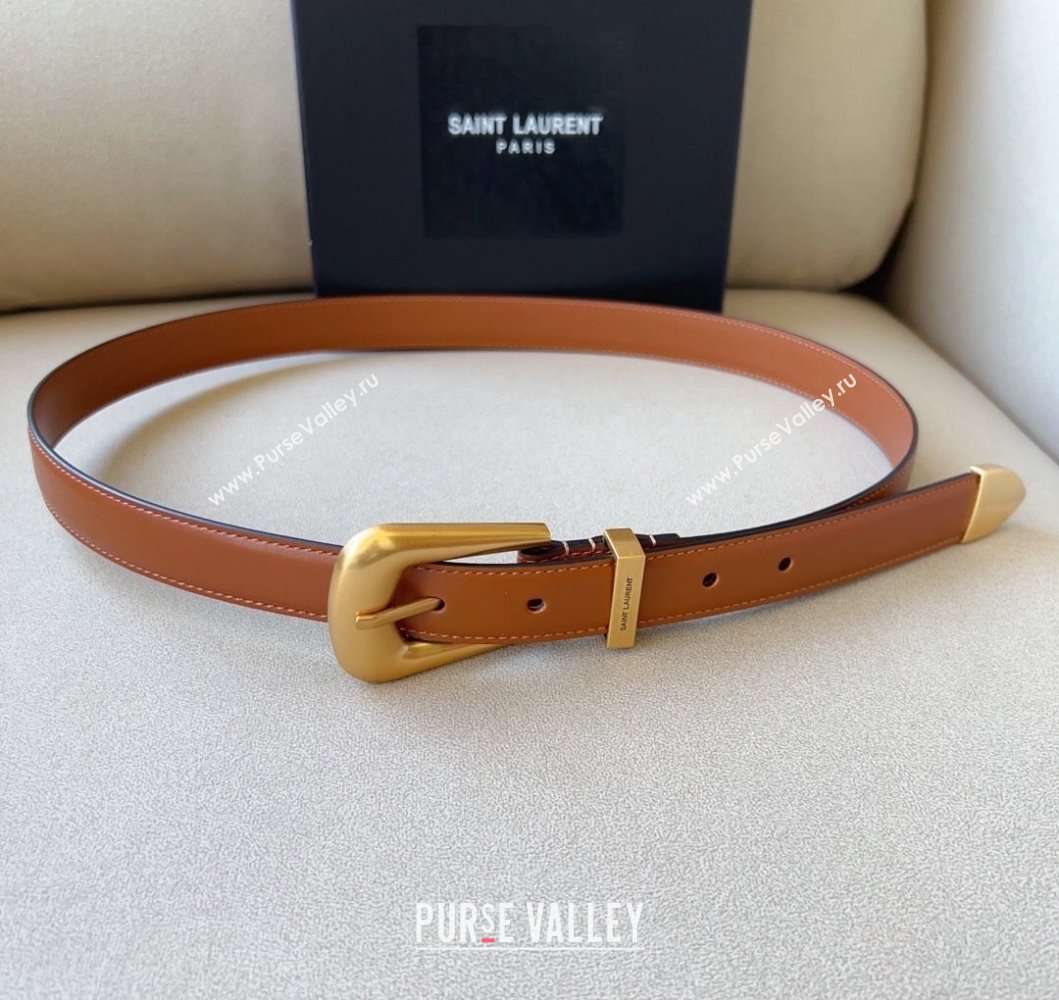Saint Laurent Width 2.5cm folk buckle belt in smooth leather 756414 05 (99belt-231228y38)