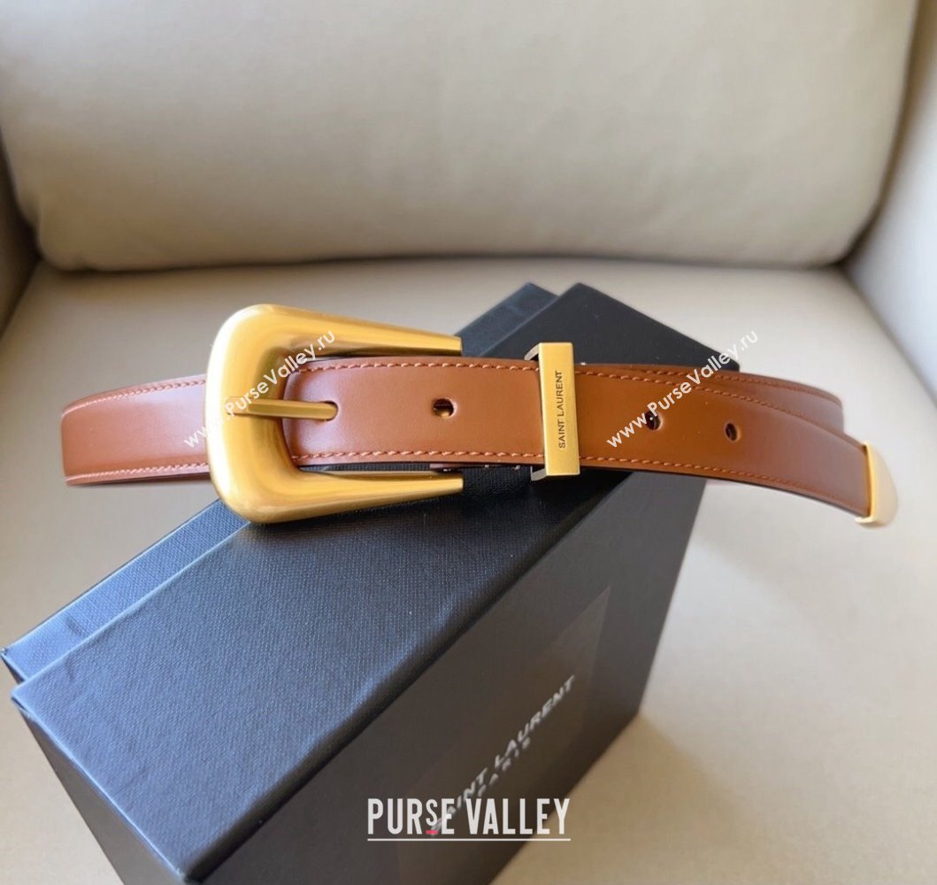 Saint Laurent Width 2.5cm folk buckle belt in smooth leather 756414 05 (99belt-231228y38)