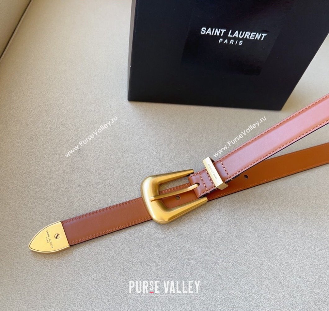 Saint Laurent Width 2.5cm folk buckle belt in smooth leather 756414 05 (99belt-231228y38)