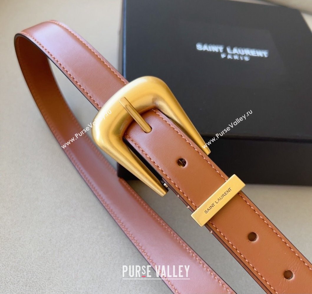 Saint Laurent Width 2.5cm folk buckle belt in smooth leather 756414 05 (99belt-231228y38)