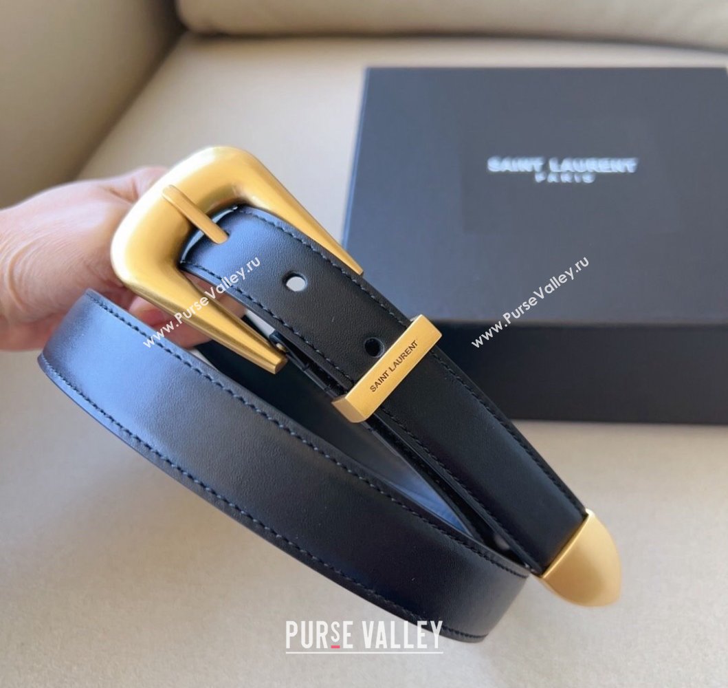 Saint Laurent Width 2.5cm folk buckle belt in smooth leather 756414 04 (99belt-231228y37)