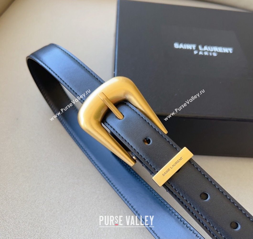 Saint Laurent Width 2.5cm folk buckle belt in smooth leather 756414 04 (99belt-231228y37)