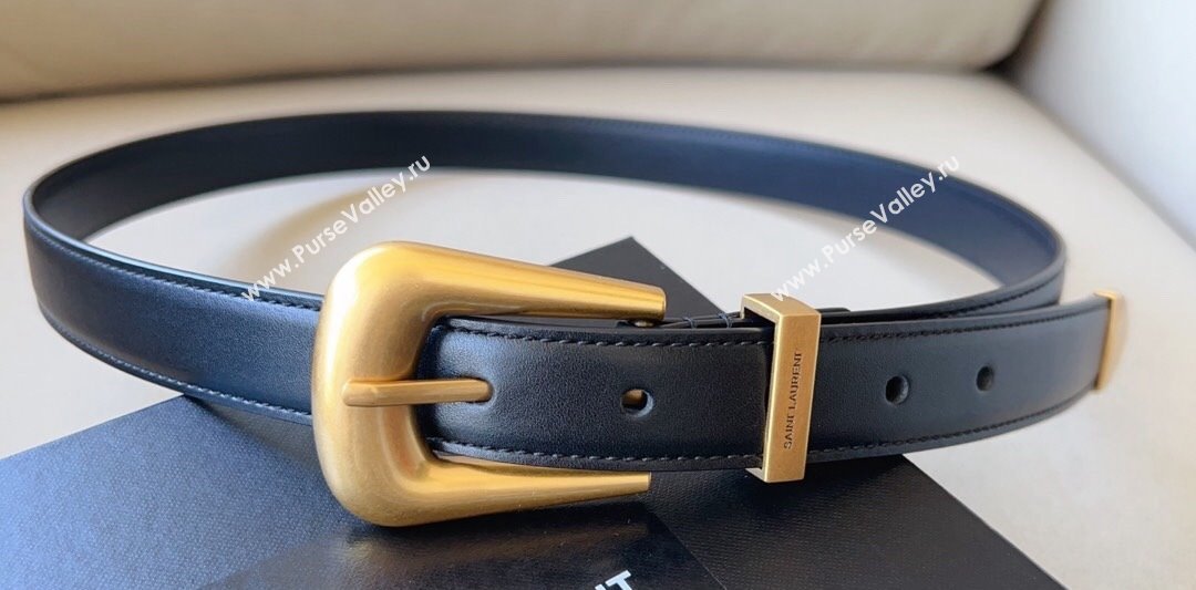 Saint Laurent Width 2.5cm folk buckle belt in smooth leather 756414 04 (99belt-231228y37)