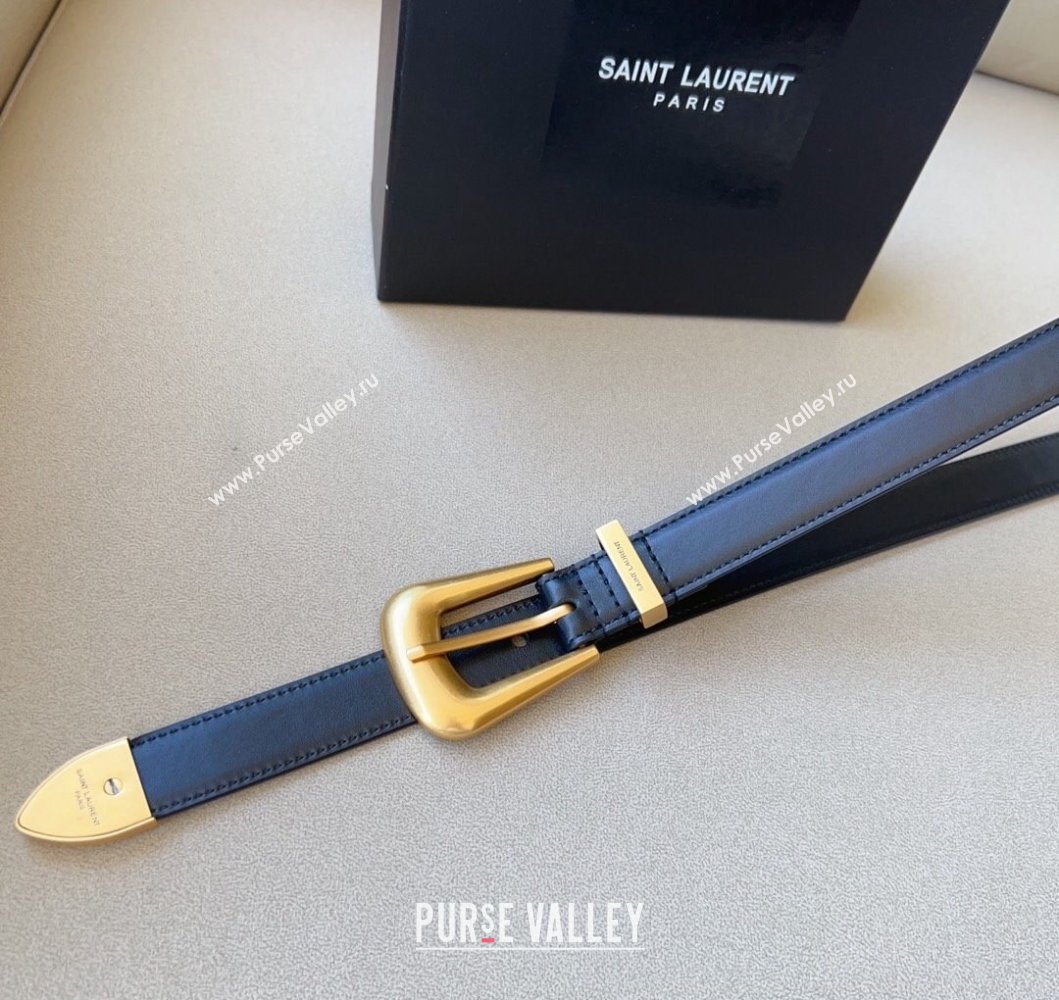 Saint Laurent Width 2.5cm folk buckle belt in smooth leather 756414 04 (99belt-231228y37)