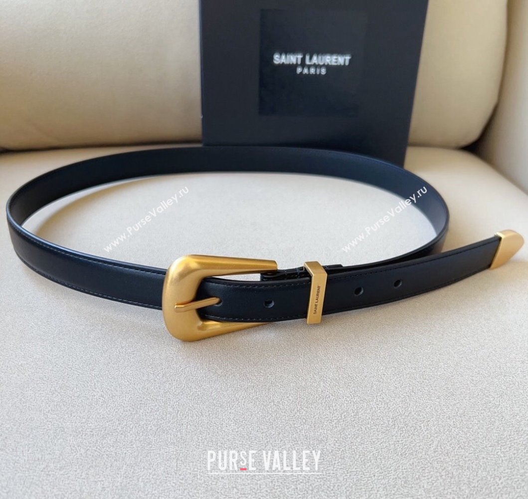 Saint Laurent Width 2.5cm folk buckle belt in smooth leather 756414 04 (99belt-231228y37)