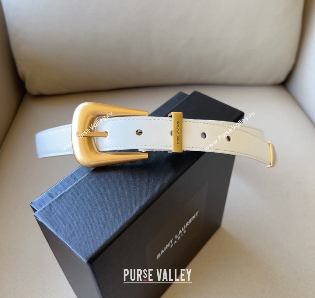 Saint Laurent Width 2.5cm folk buckle belt in smooth leather 756414 06 (99belt-231228y39)