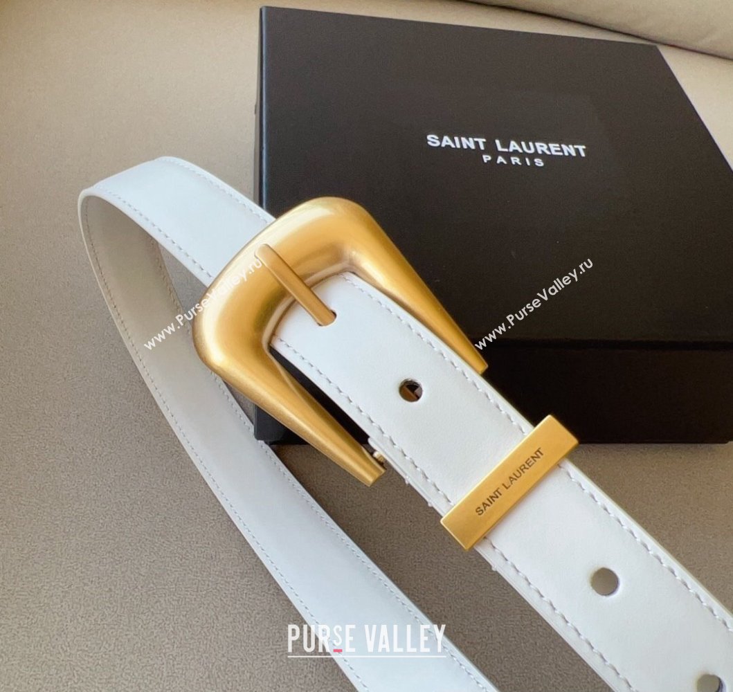 Saint Laurent Width 2.5cm folk buckle belt in smooth leather 756414 06 (99belt-231228y39)