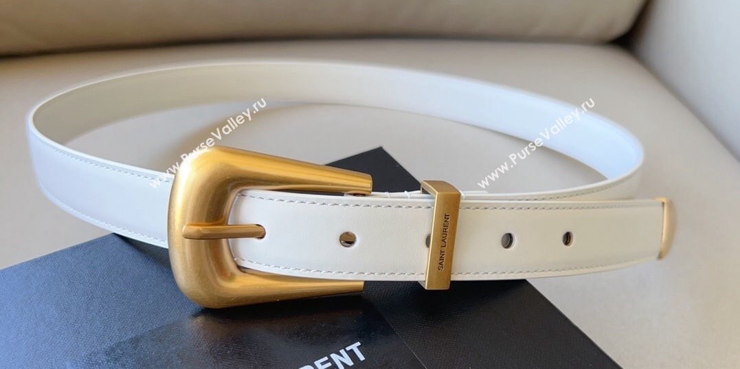 Saint Laurent Width 2.5cm folk buckle belt in smooth leather 756414 06 (99belt-231228y39)
