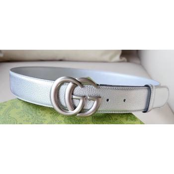 Gucci Width 4cm GG Marmont wide belt 400593 Silver lame leather (99belt-231228p91)