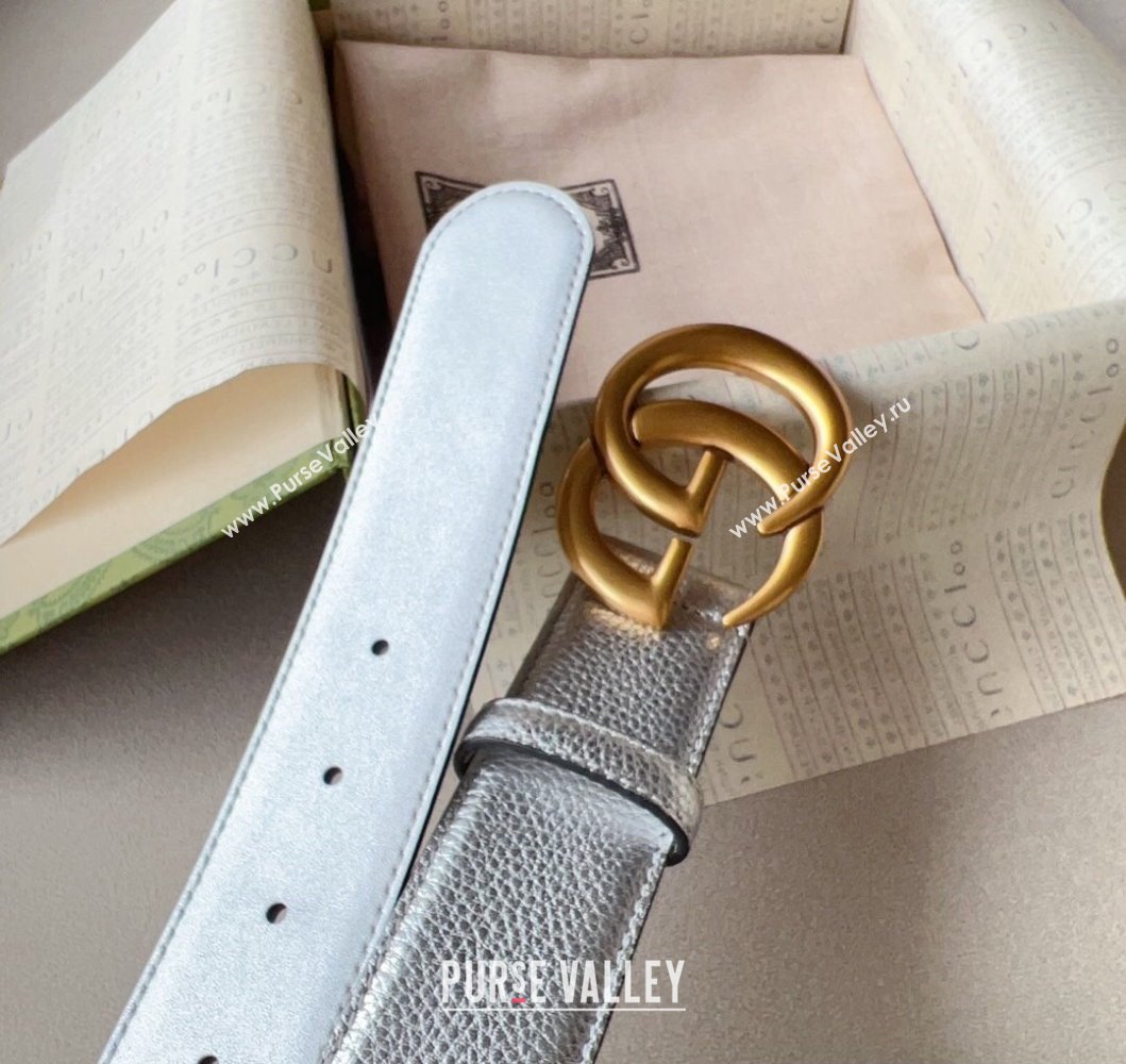 Gucci Width 4cm GG Marmont wide belt 400593 Silver/Gold lame leather (99belt-231228p92)