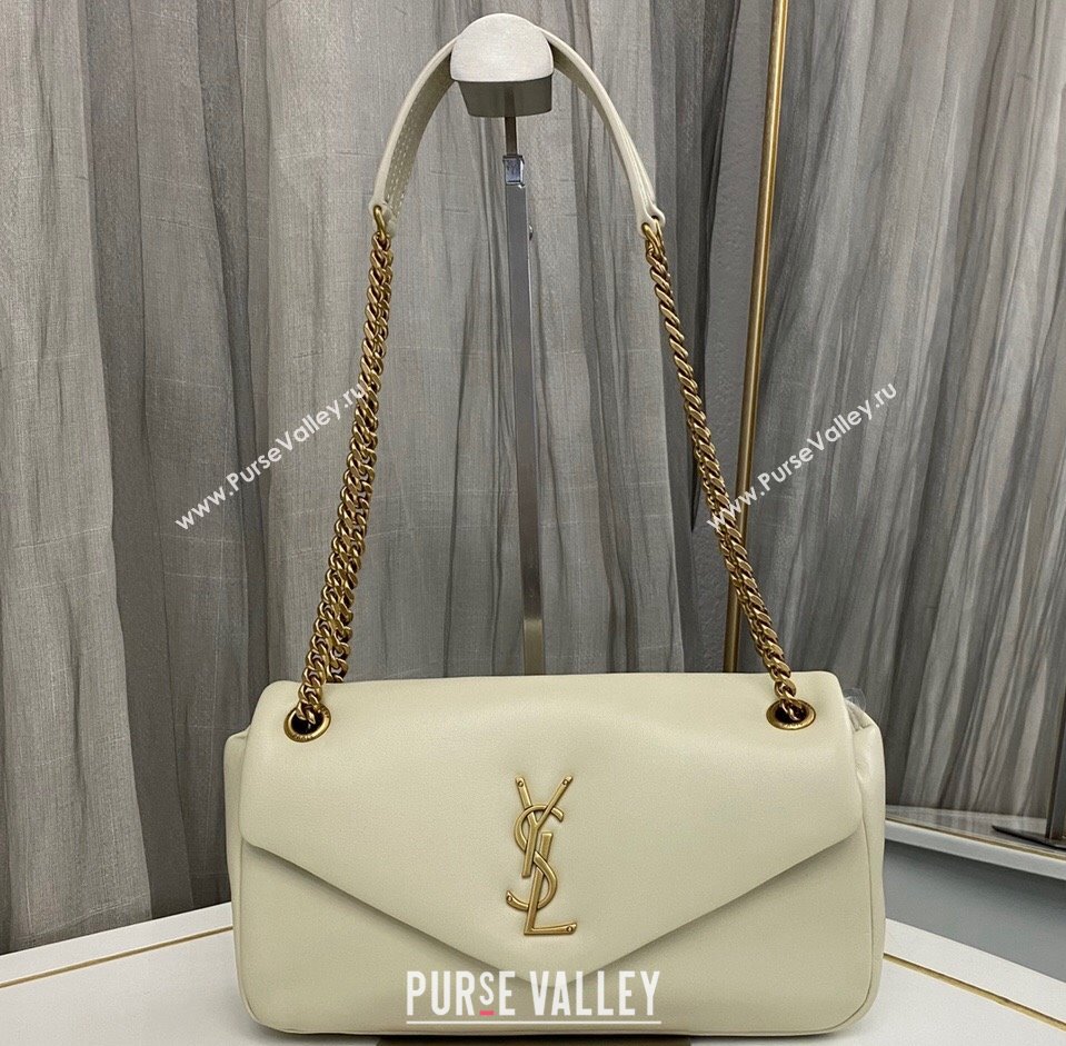 Saint Laurent calypso Bag in plunged lambskin 734153 Vintage White (nana-24011065)