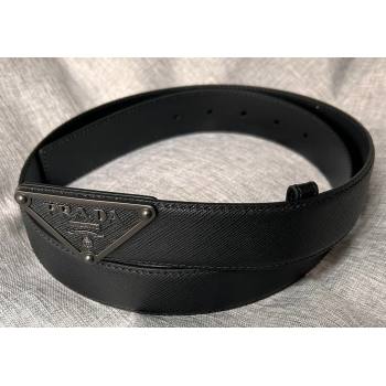 Prada Width 3.4cm Saffiano leather belt 240102 15 (99belt-231228p15)