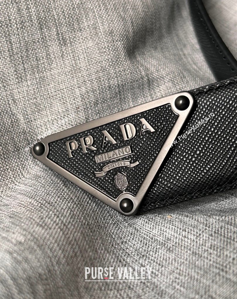 Prada Width 3.4cm Saffiano leather belt 240102 15 (99belt-231228p15)