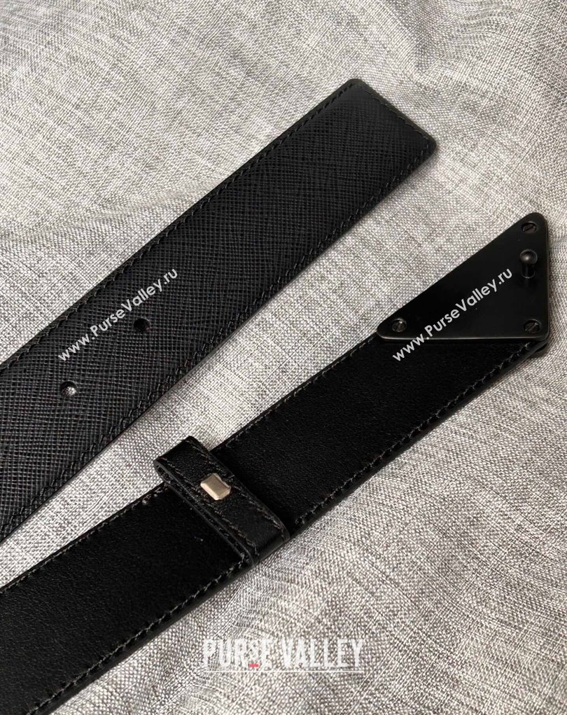 Prada Width 3.4cm Saffiano leather belt 240102 15 (99belt-231228p15)