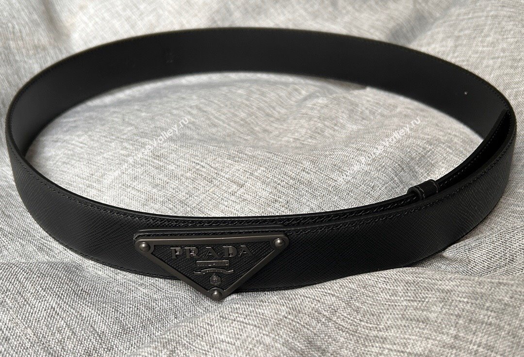 Prada Width 3.4cm Saffiano leather belt 240102 15 (99belt-231228p15)