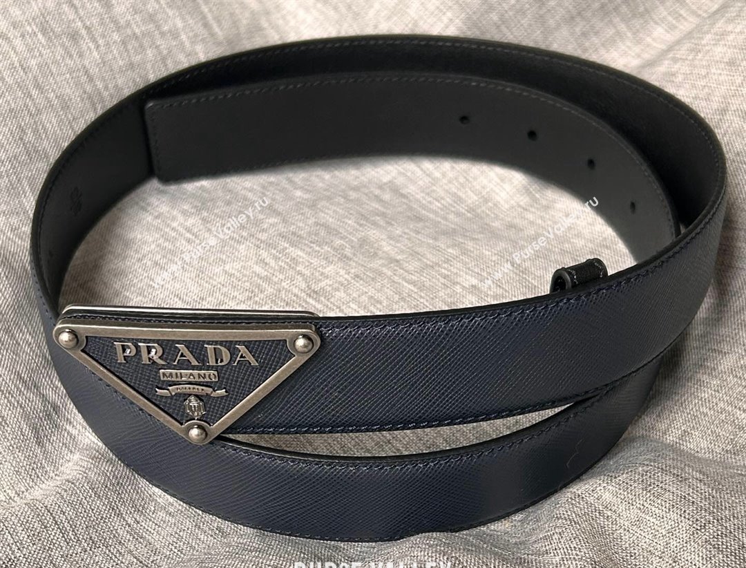 Prada Width 3.4cm Saffiano leather belt 240102 16 (99belt-231228p16)