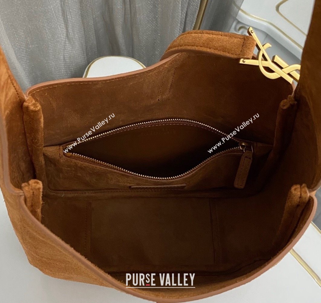 Saint Laurent le 5 à 7 supple small Bag in Suede 713938 Brown (nana-24011054)