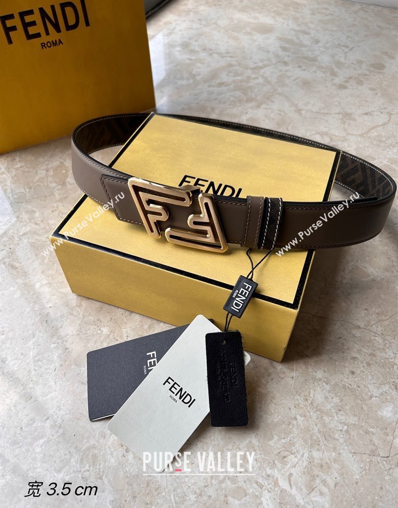 Fendi Width 3.5cm Faster leather Reversible Belt 01 (99belt-231228f41)