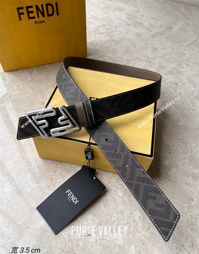 Fendi Width 3.5cm Faster leather Reversible Belt 01 (99belt-231228f41)