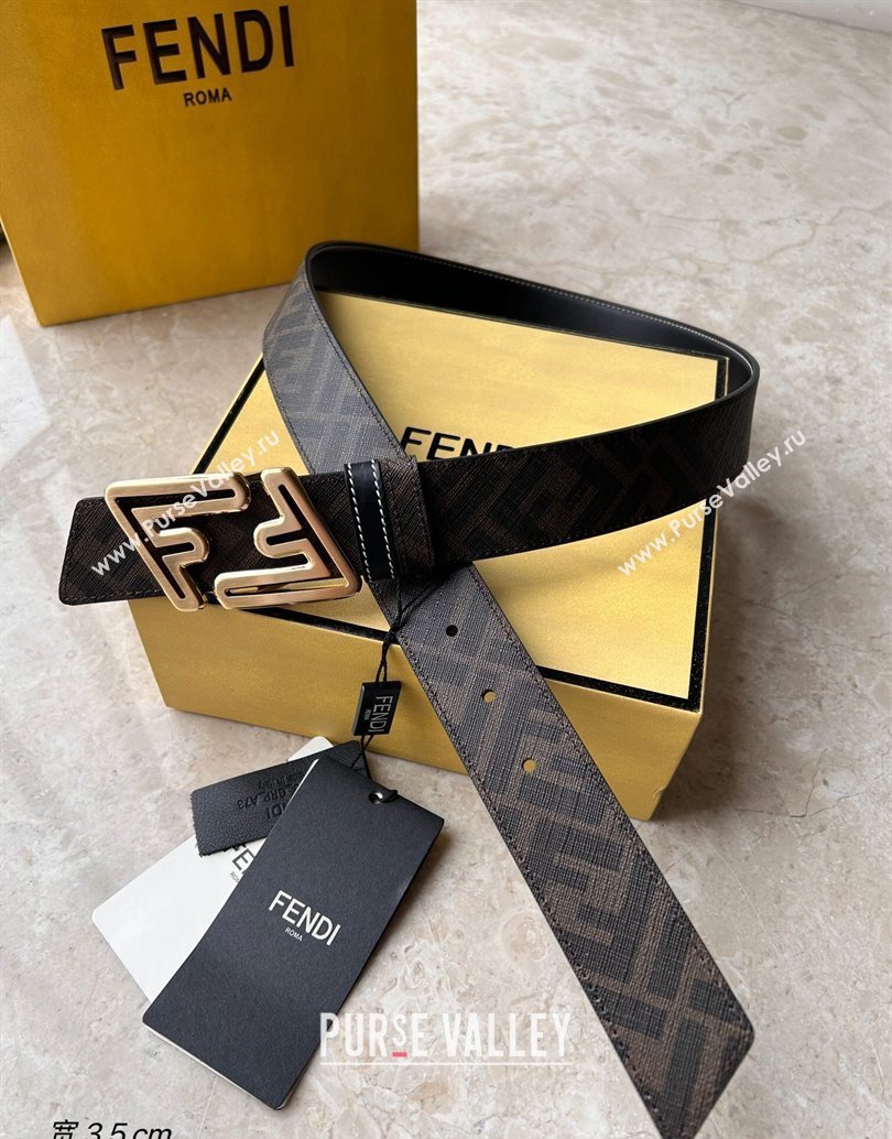 Fendi Width 3.5cm Faster leather Reversible Belt 02 (99belt-231228f42)