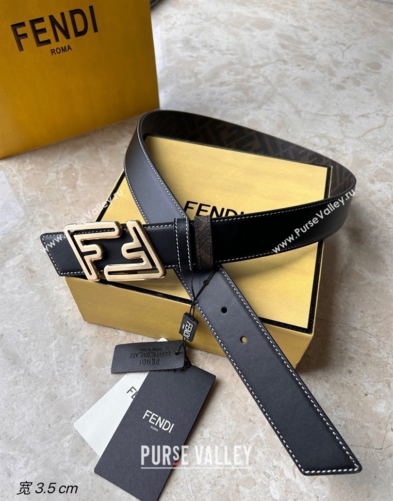 Fendi Width 3.5cm Faster leather Reversible Belt 02 (99belt-231228f42)