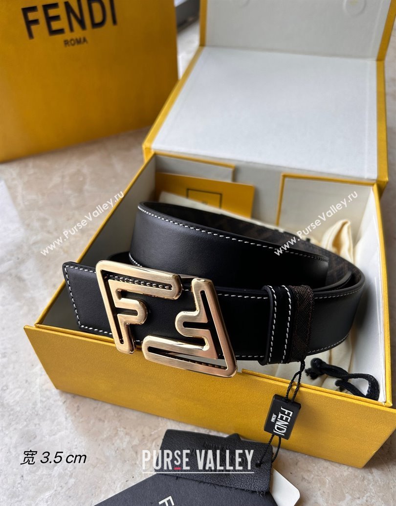 Fendi Width 3.5cm Faster leather Reversible Belt 02 (99belt-231228f42)