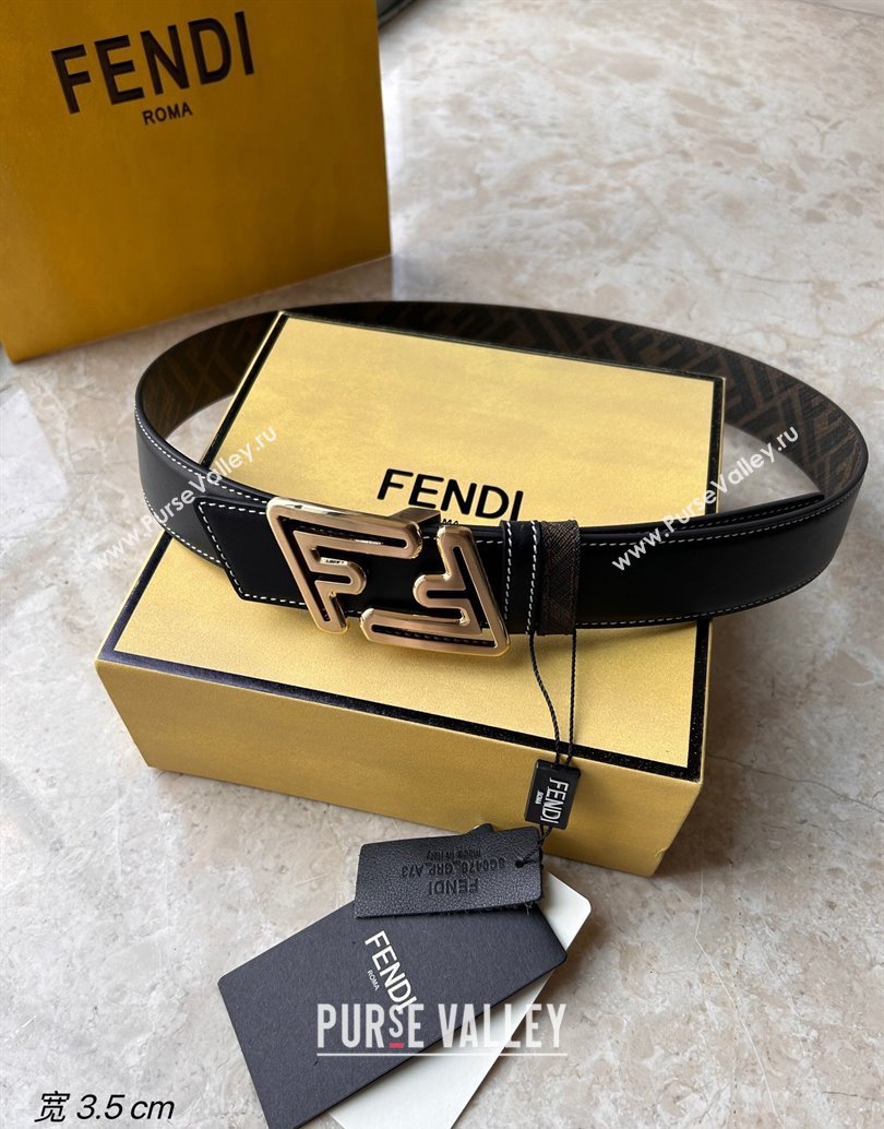 Fendi Width 3.5cm Faster leather Reversible Belt 02 (99belt-231228f42)