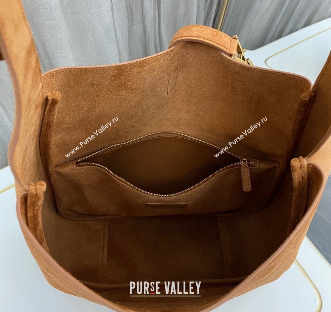 Saint Laurent le 5 à 7 supple Large Bag in Suede 753837 Brown (nana-24011058)