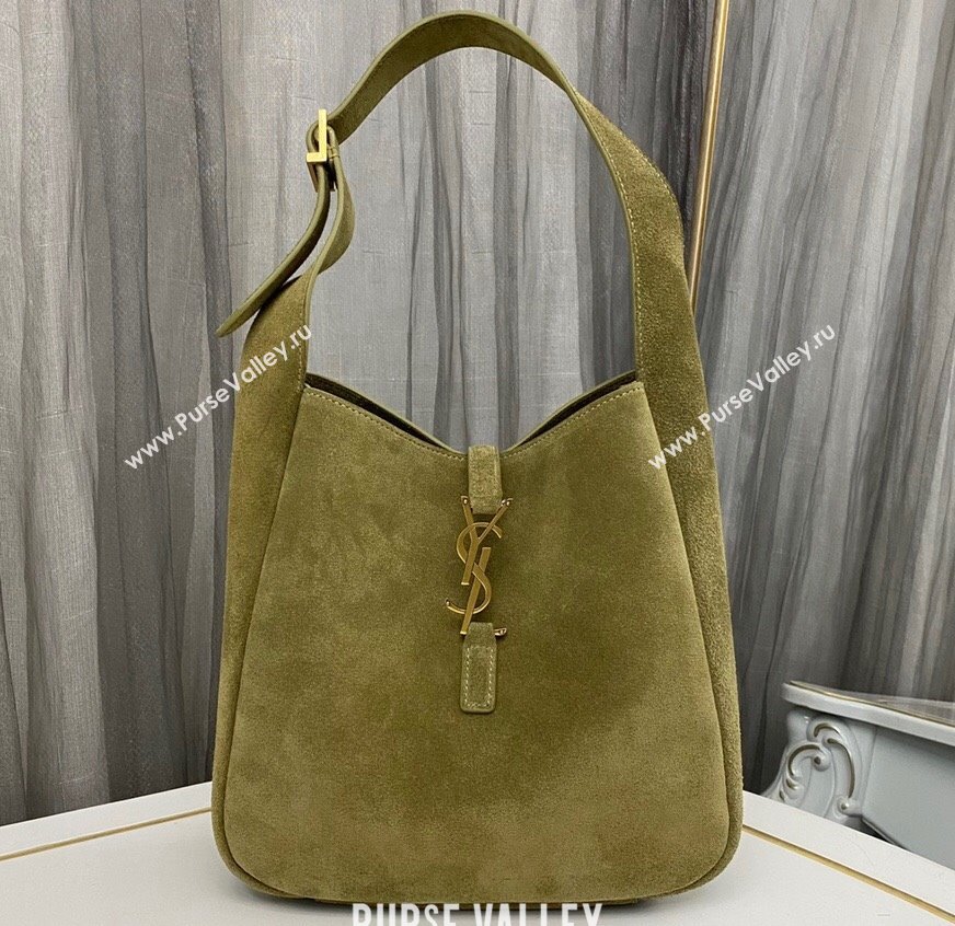 Saint Laurent le 5 à 7 supple small Bag in Suede 713938 Green (nana-24011055)