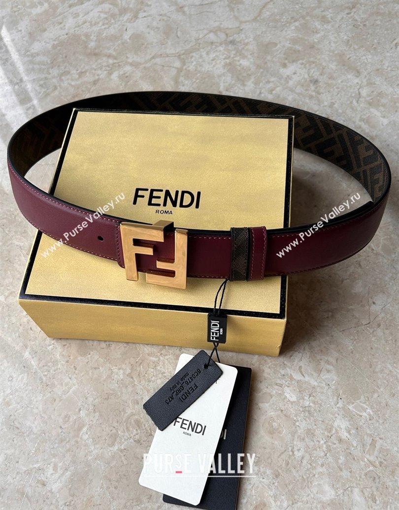 Fendi Width 4cm Squared FF leather Reversible belt 02 (99belt-231228f32)