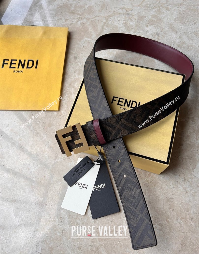 Fendi Width 4cm Squared FF leather Reversible belt 02 (99belt-231228f32)
