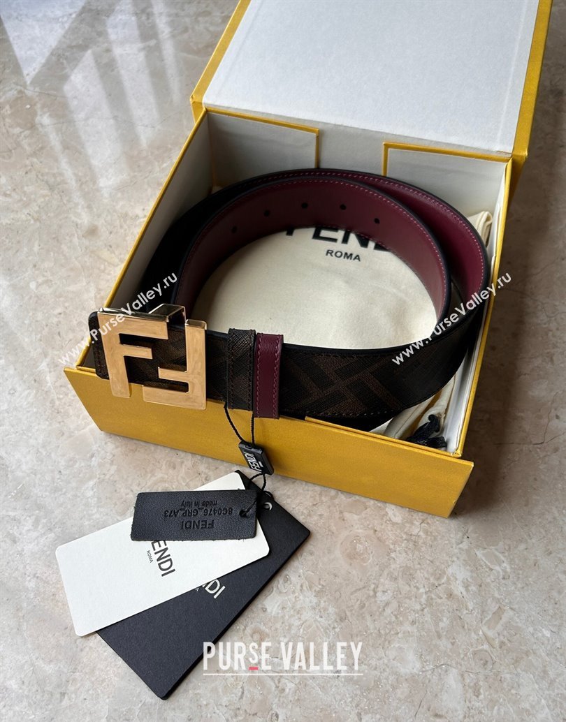 Fendi Width 4cm Squared FF leather Reversible belt 02 (99belt-231228f32)
