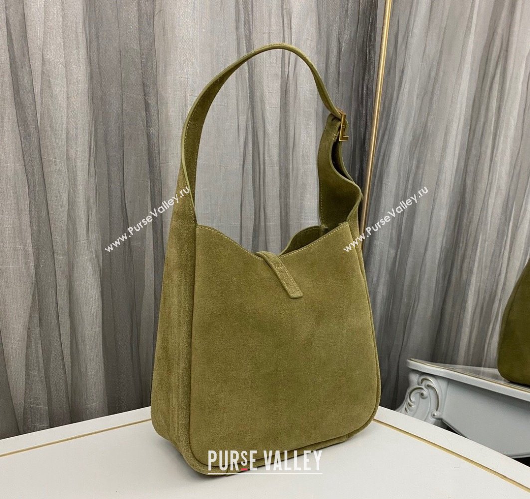 Saint Laurent le 5 à 7 supple small Bag in Suede 713938 Green (nana-24011055)