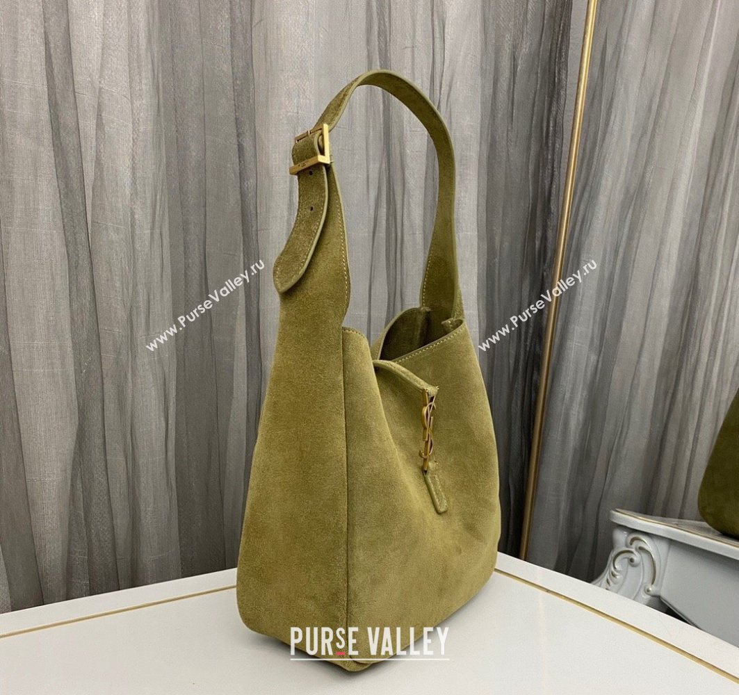 Saint Laurent le 5 à 7 supple small Bag in Suede 713938 Green (nana-24011055)