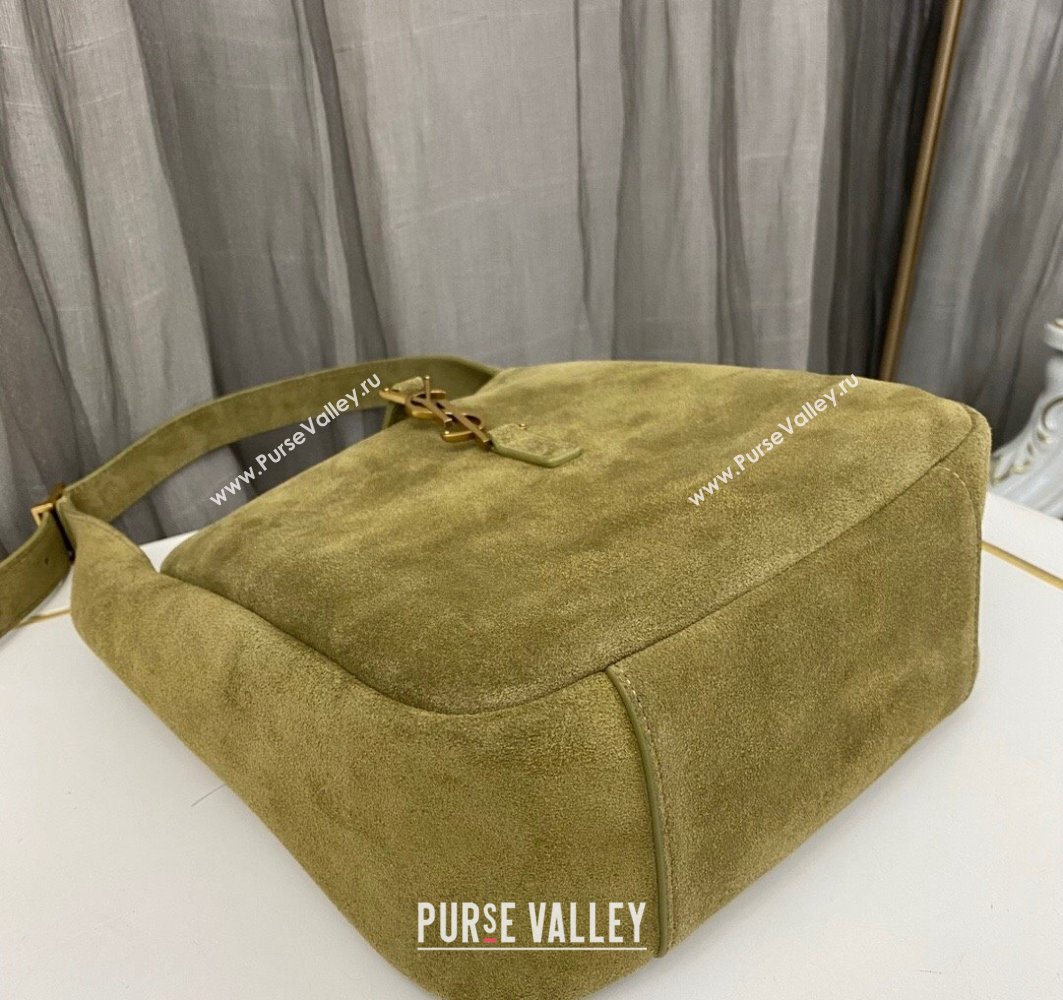 Saint Laurent le 5 à 7 supple small Bag in Suede 713938 Green (nana-24011055)