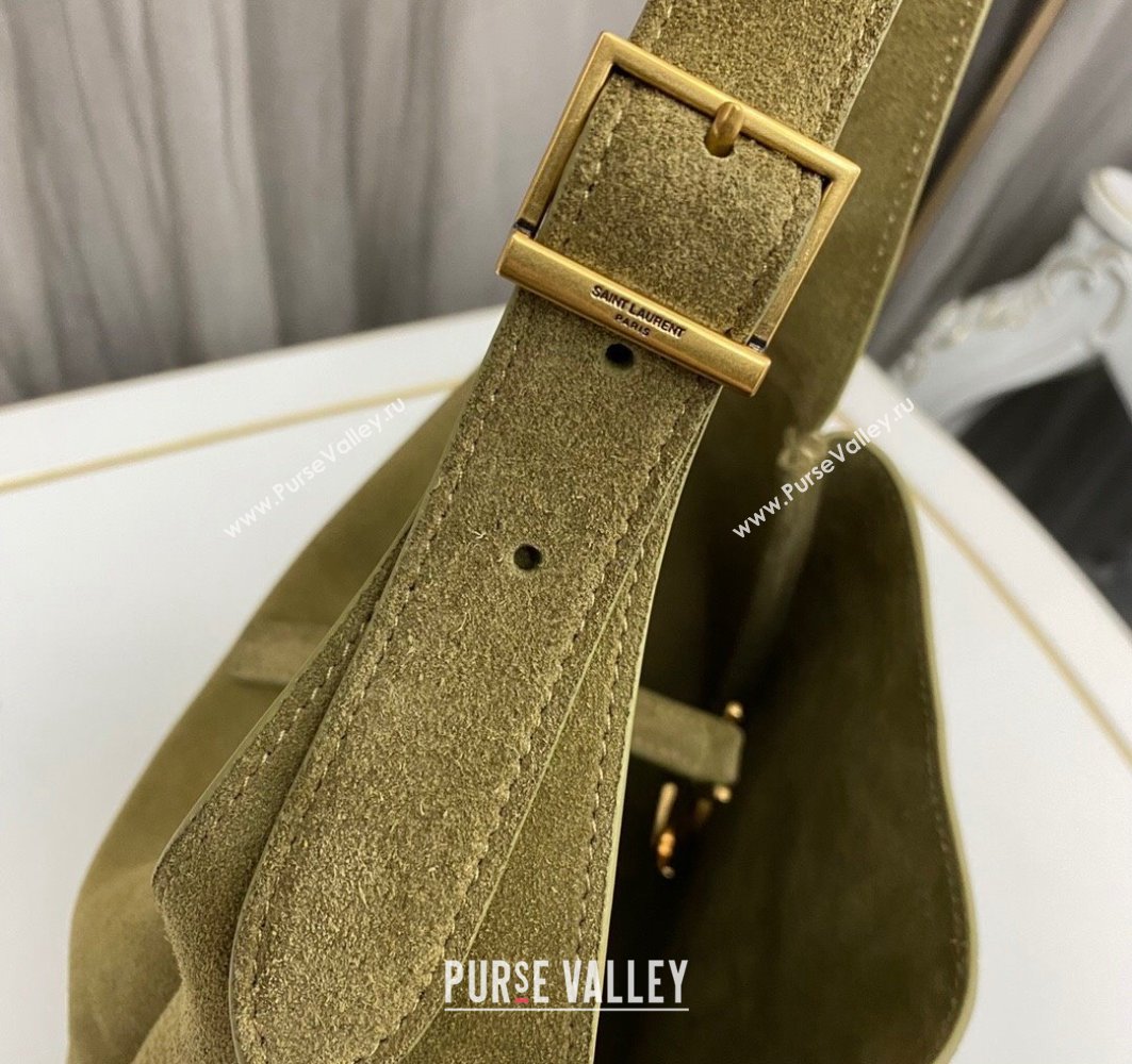 Saint Laurent le 5 à 7 supple small Bag in Suede 713938 Green (nana-24011055)